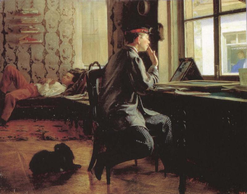 Ilya Repin Prepare of Exam Sweden oil painting art